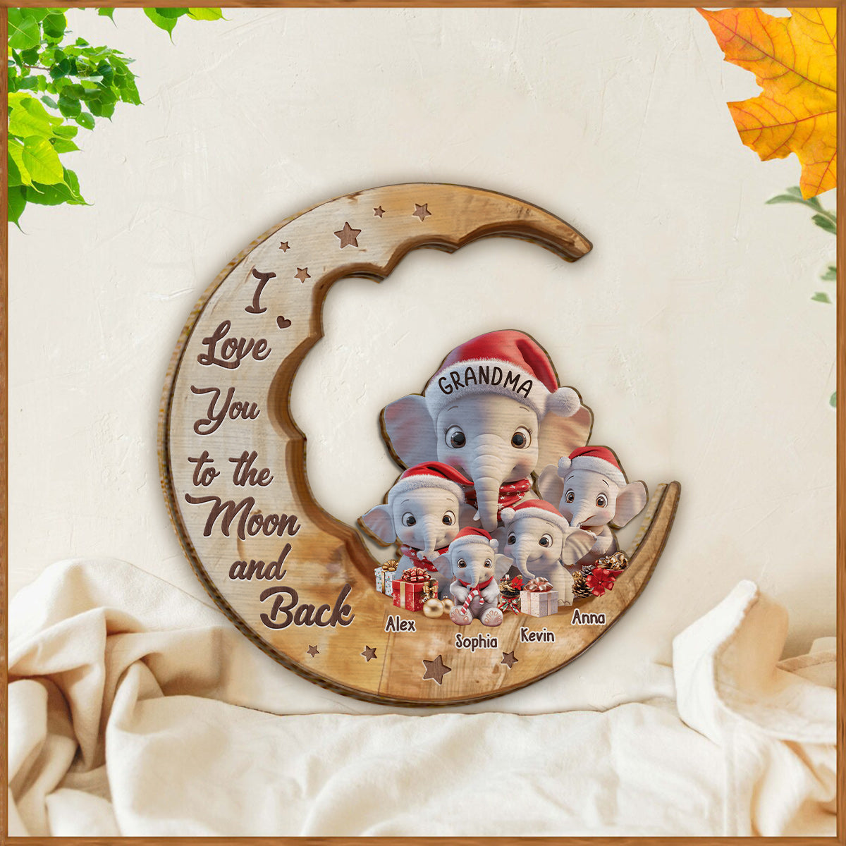I Love You To The Moon And Back - Personalized Grandma 2 Layered Wood Sign / Wood Plaque