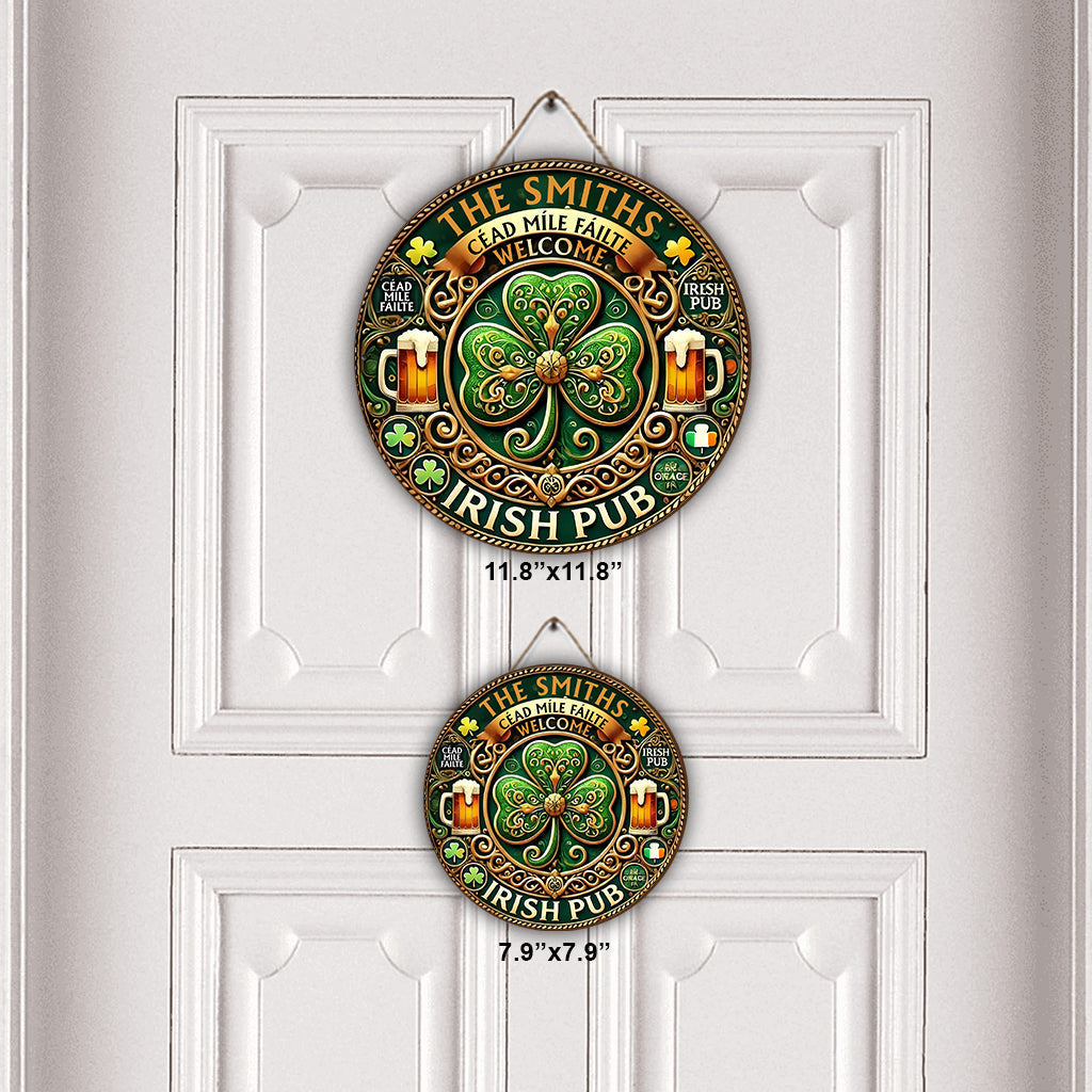 Irish Pub - Personalized Saint Patrick's Day Round Wood Sign