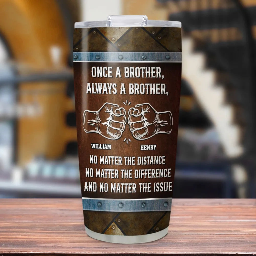 Personalized Insulated Travel Tumbler Once A Brother Always A Brother Gift for Brother, Fist Bump Design