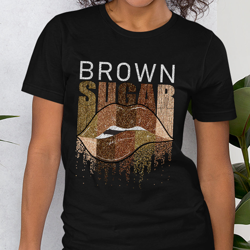 Brown Sugar - African American T-shirt and Hoodie With Faux Glitter Print 1121