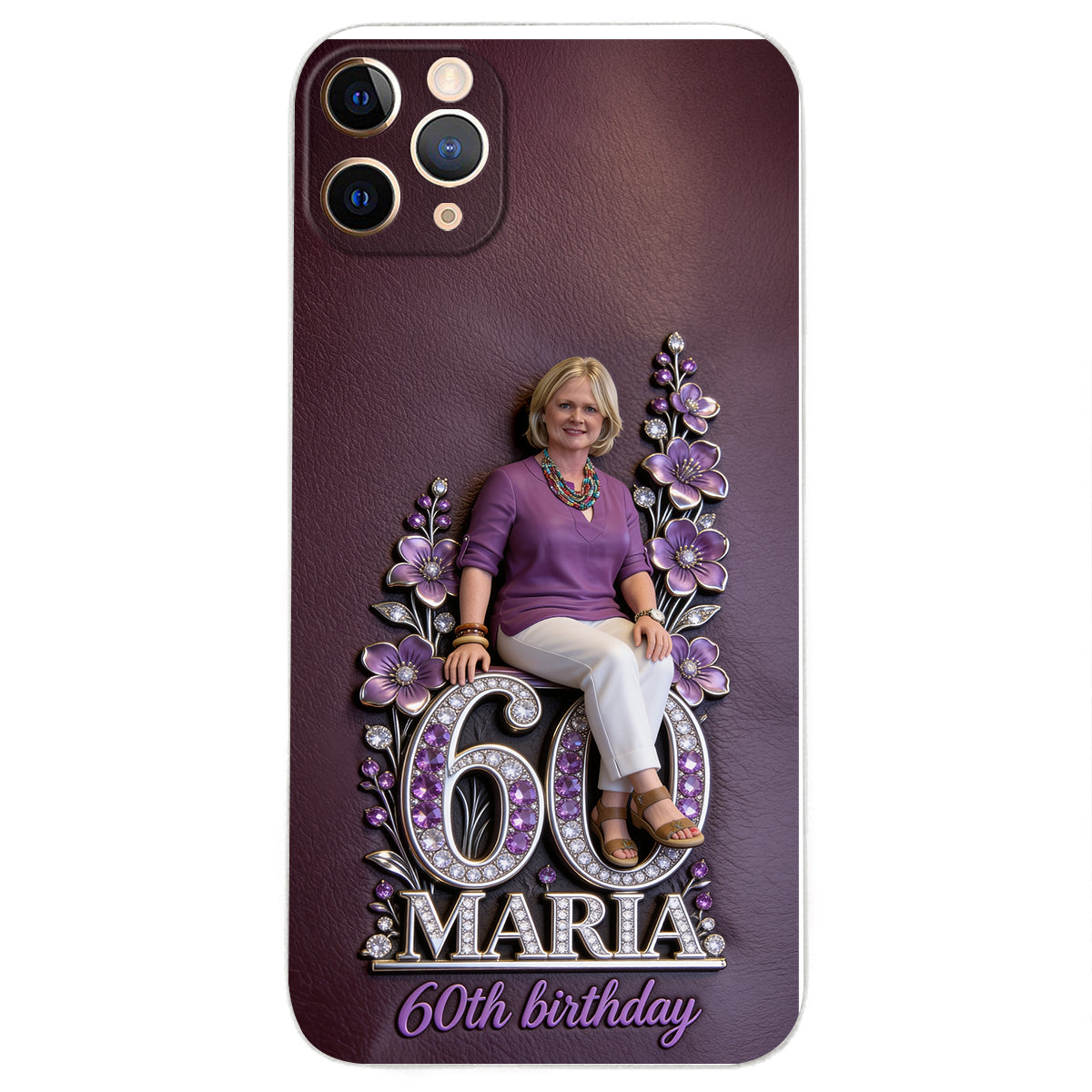 Custom Any Photo Perfect Gift For Mom, Grandma - Personalized Birthday 3D Embossed Leather Phone Case