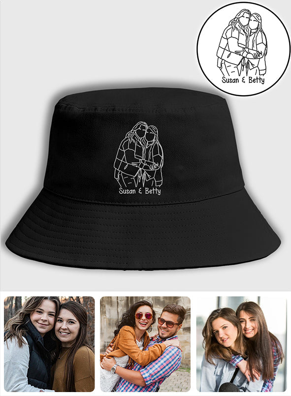 Custom Photo - Personalized Sibling Embroidered Bucket Hat