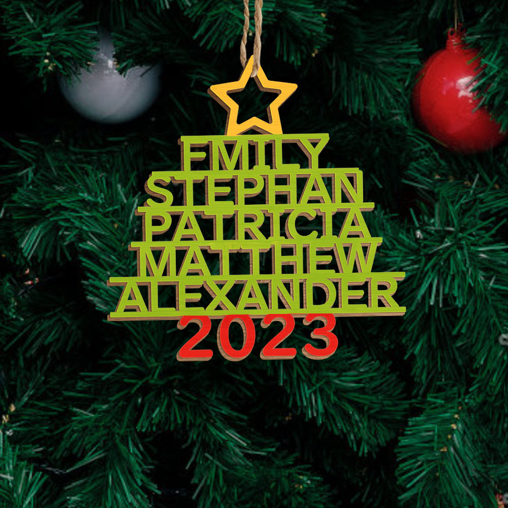 Any Name Christmas Tree - Personalized Family Any Name Christmas Tree Ornament