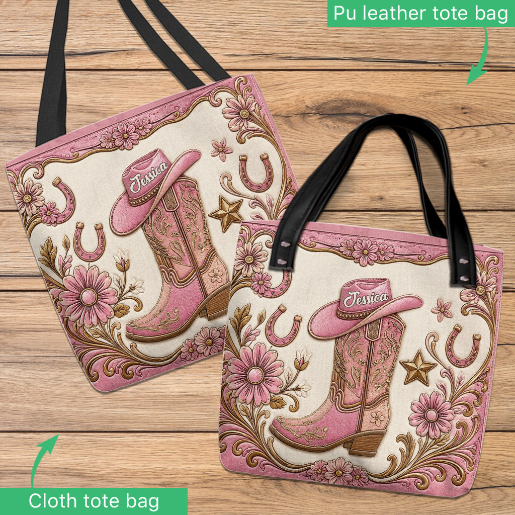 Boots & Hat - Personalized Cowgirl Tote Bag