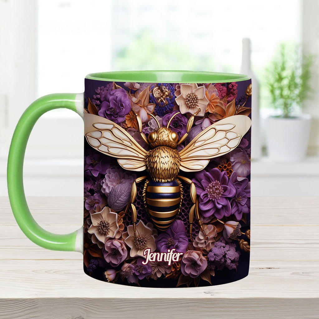 Bee Happy Golden Bee - Personalized Bee Accent Mug