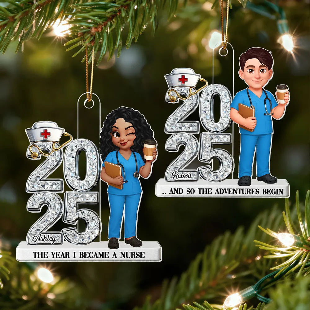 Personalized Acrylic Ornament New Nurse Graduation Keepsake With Shiny Year Design Cute RN Gift For Her