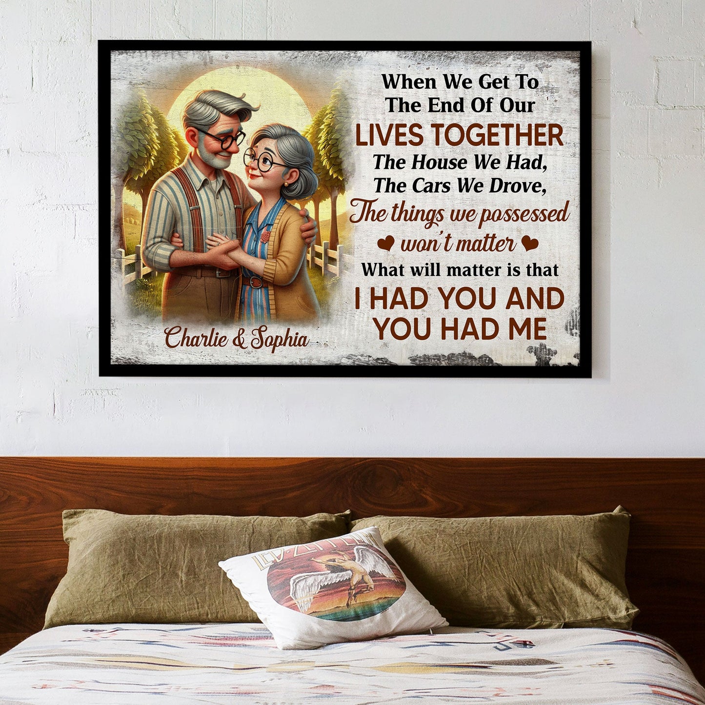 Personalized Elderly Couple Embrace Poster or Canvas - "I Had You and You Had Me" Romantic Keepsake Gift