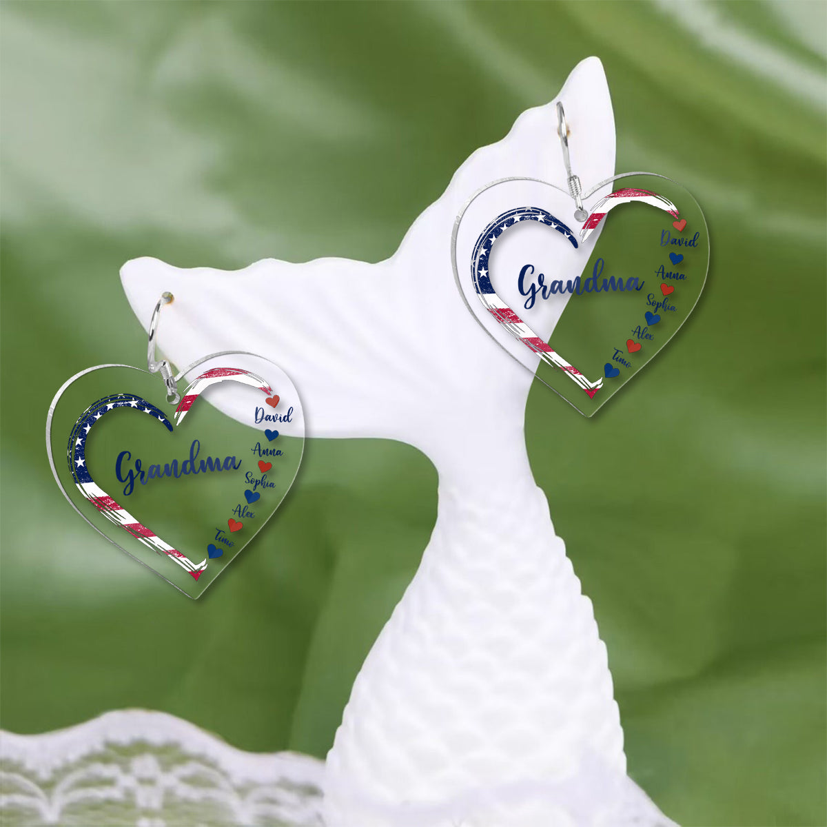 First Mom Now Grandma - Personalized Grandma Transparent Earrings