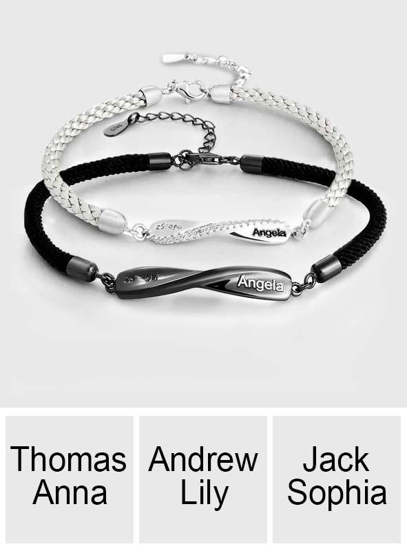 Any Names - Personalized Couple Engraved Mobius Couple Bracelet