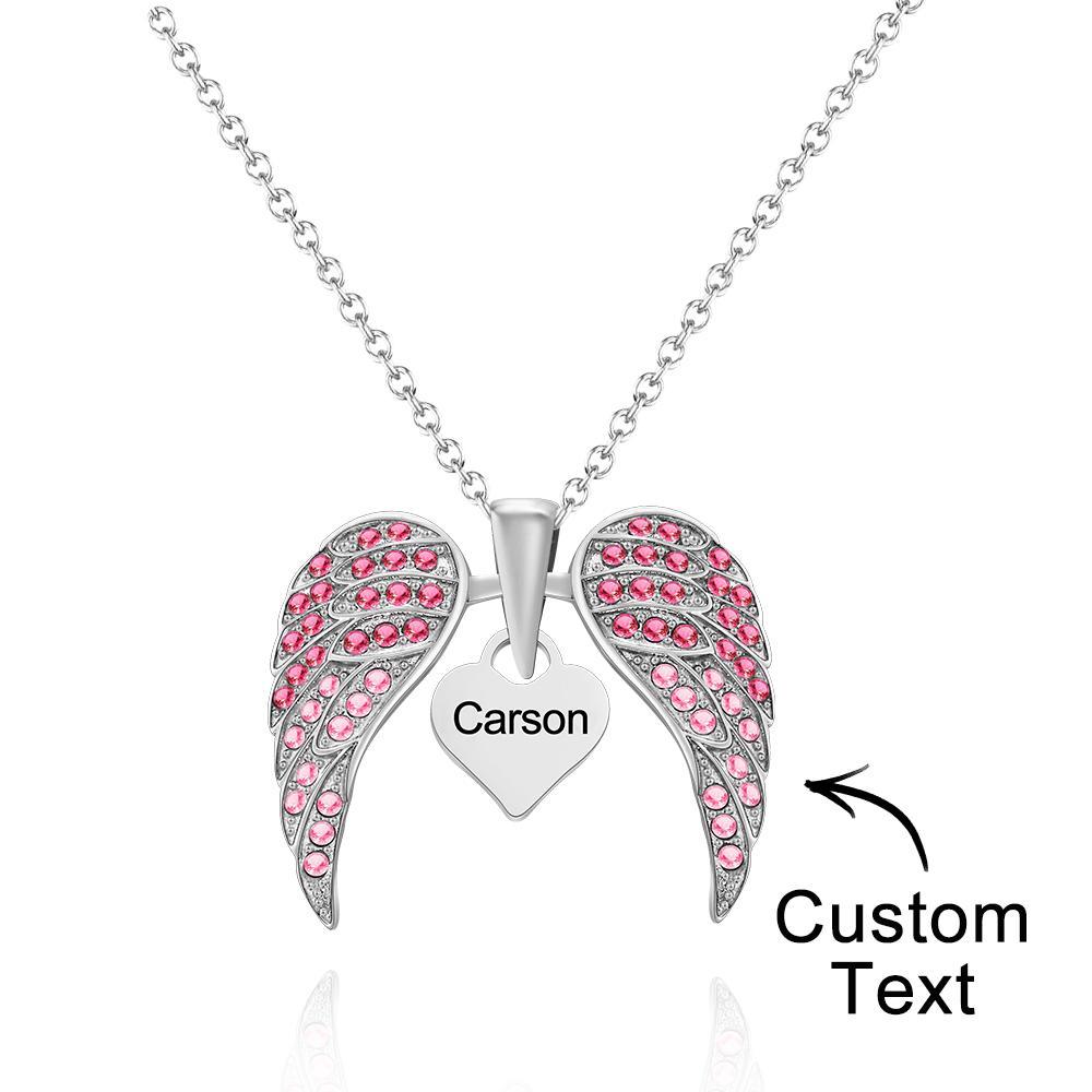 Angle Wing - Personalized Wing Heart-Shaped Engraved Necklace