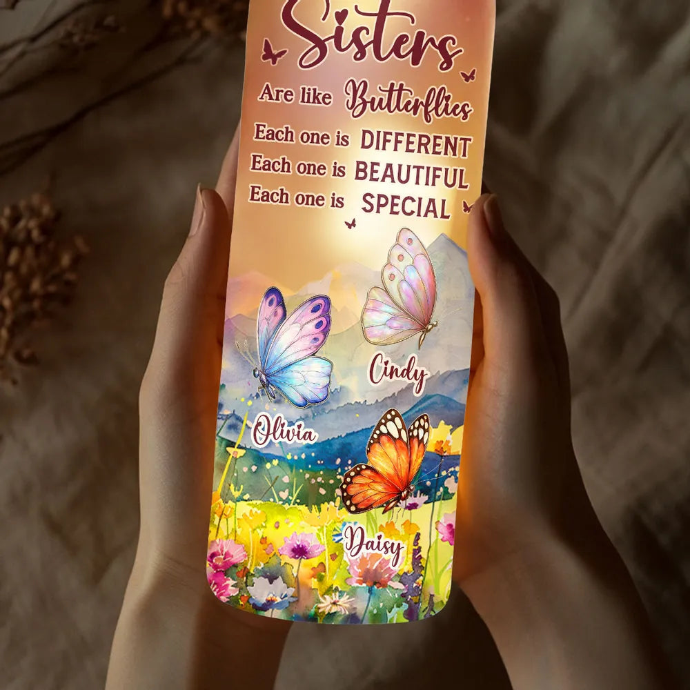 Butterfly Sisters Bottle Lamp with Warm Glow, Perfect Gift for Special Bond