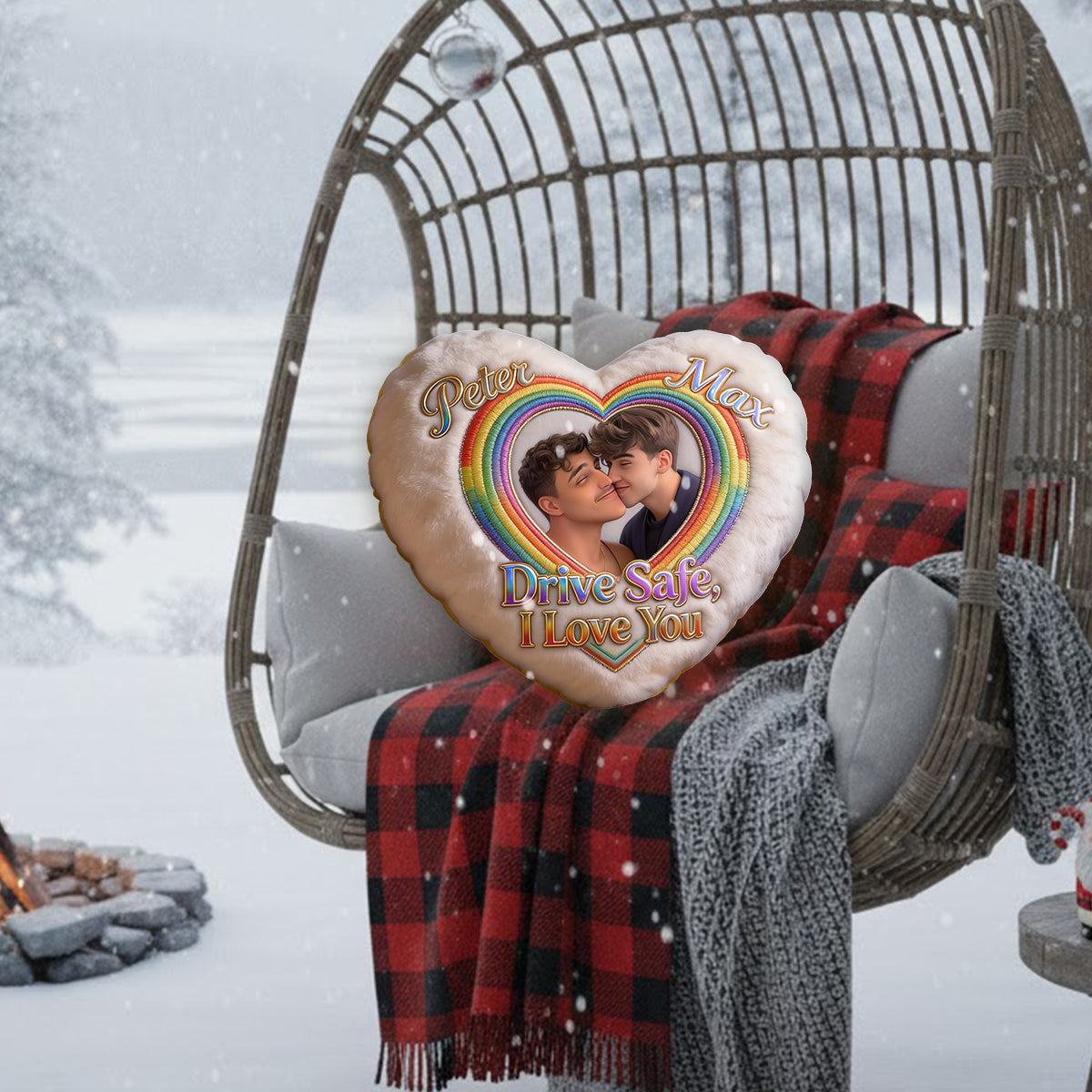 Drive Safe - Personalized LGBT Support Shaped Fur Pillow & Car Ornament