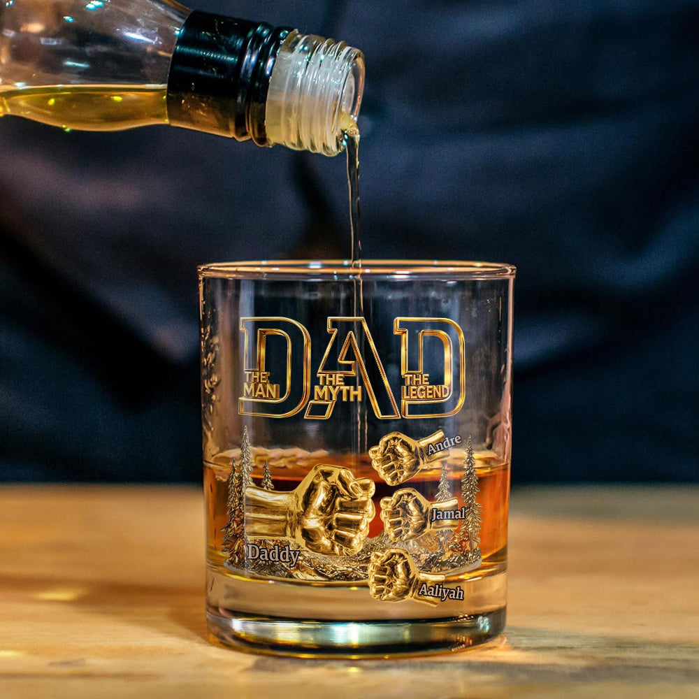 Dad & Kids Fist Bump - Personalized Father Whiskey Decanter Set