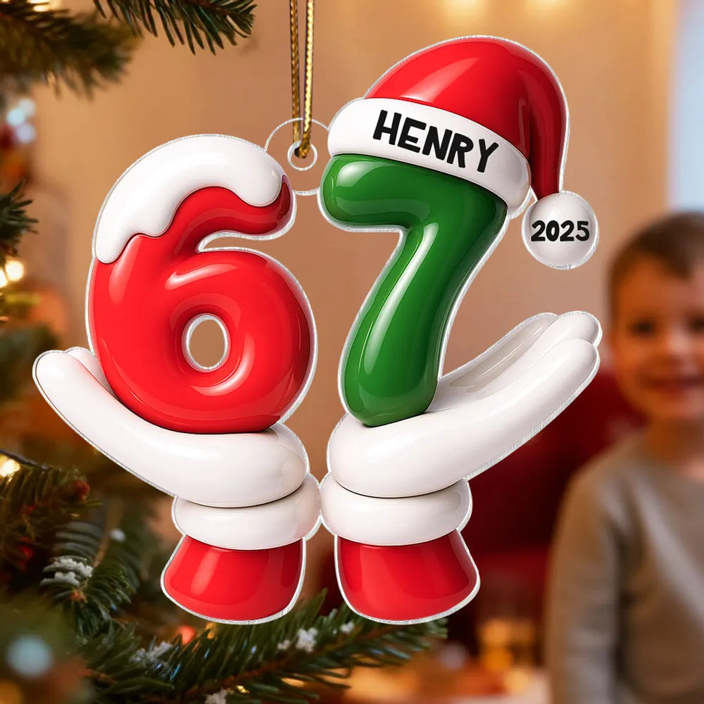 Personalized 67 Christmas Ornament with Name and Year – Fun Personalized Gift for Kids and Families