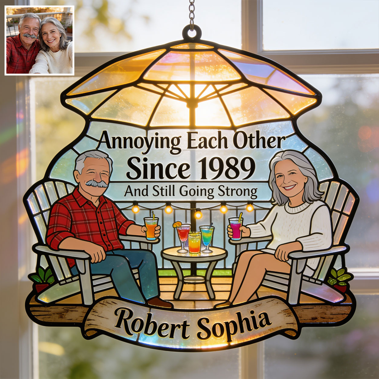 Everlasting Love - Personalized Couple 3D Printed Glass Suncatcher