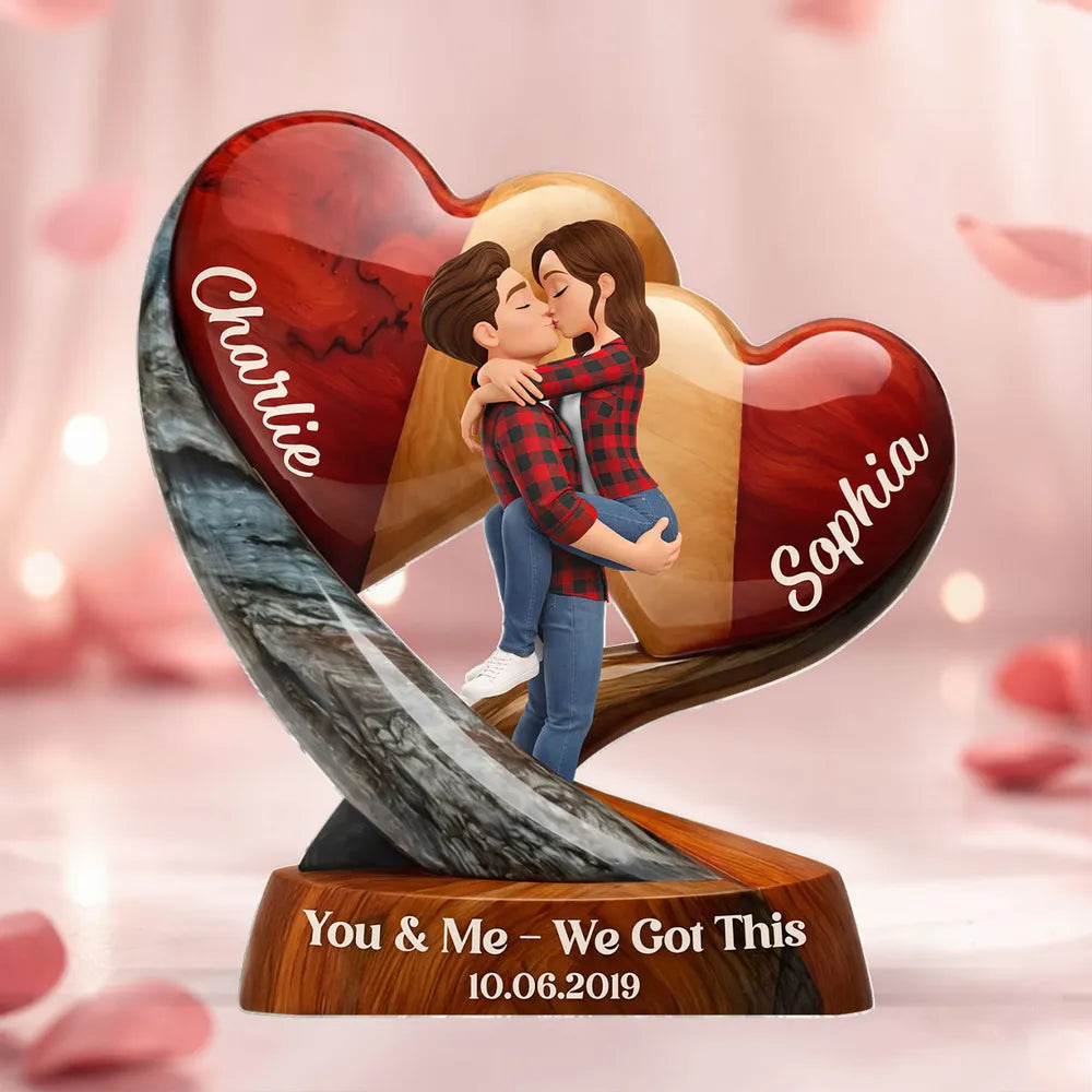 You & Me We Got This Personalized Shaped Acrylic Block Plaque Romantic Couple Keepsake Valentine's Day Gift