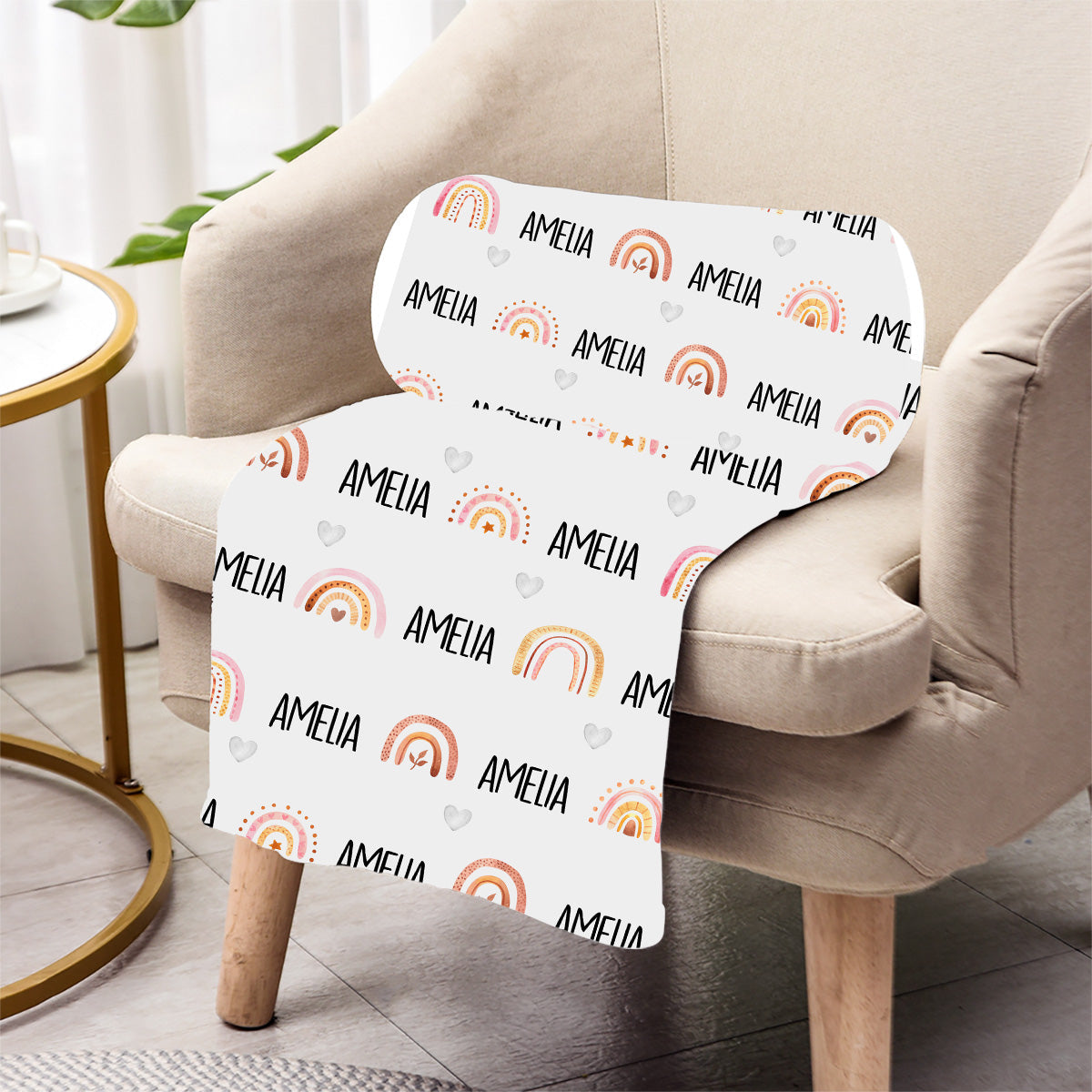Custom Name Retro Rainbow - Personalized Newborn Blanket