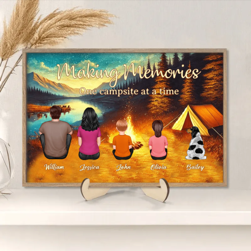 Making Memories Around the Campfire - Personalized Keychain, Poster or Canvas, Plaque, Wallet Card, Carhanger - Unique Family Camping Gift