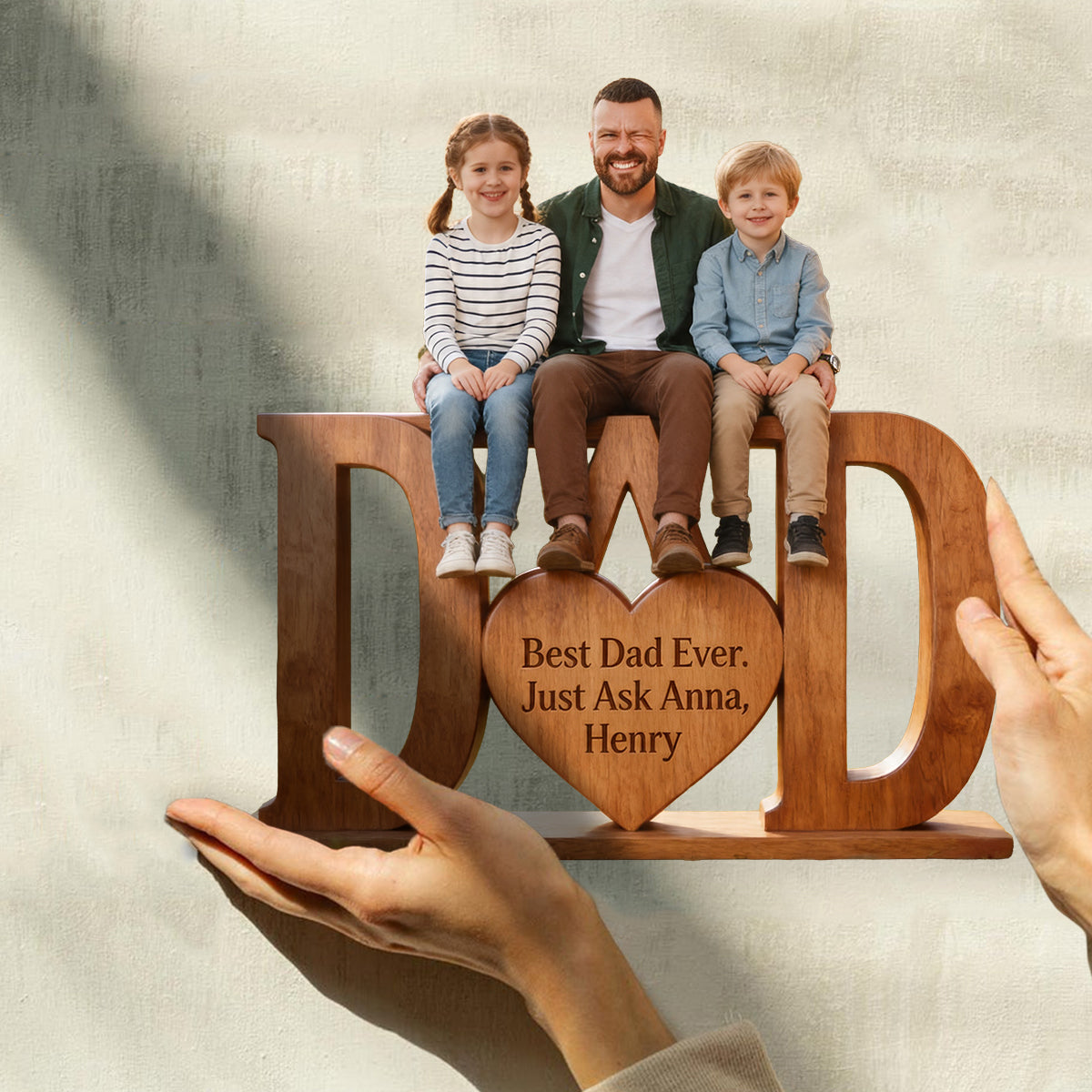 Best Dad Ever - Personalized Father Custom Shaped Wood Plaque