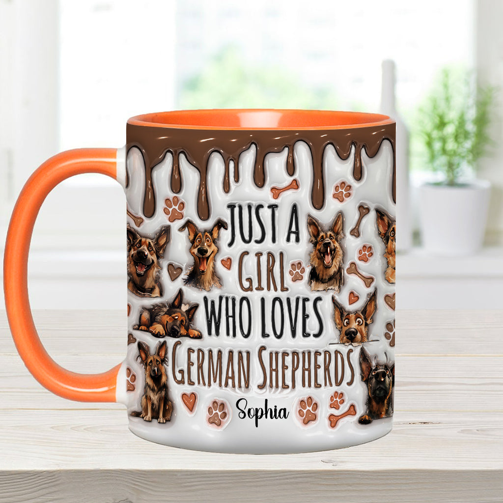 Just A Girl Who Loves German Shepherds - Personalized German Shepherd Dog Accent Mug