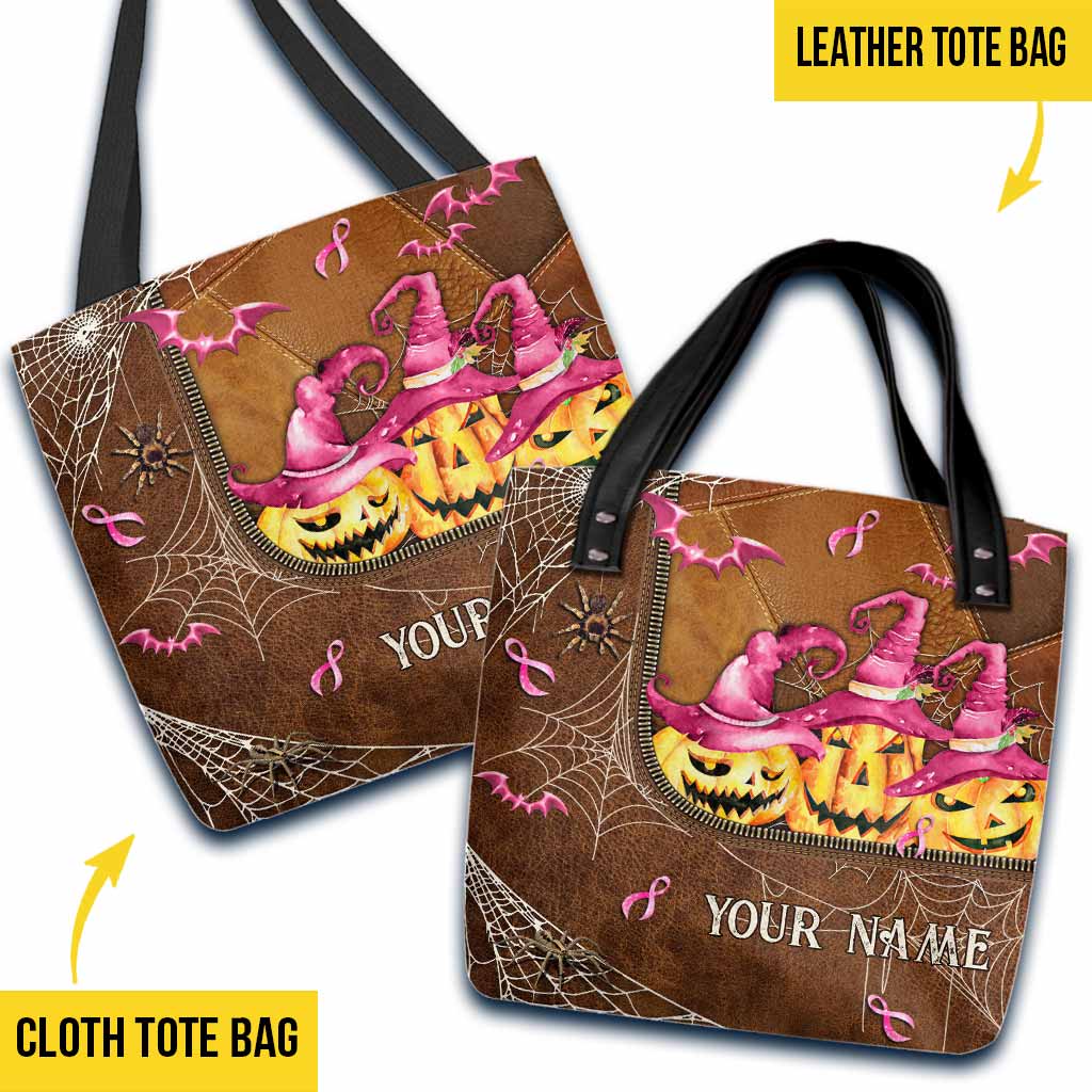 Halloween Vibes - Breast Cancer Awareness Personalized Tote Bag
