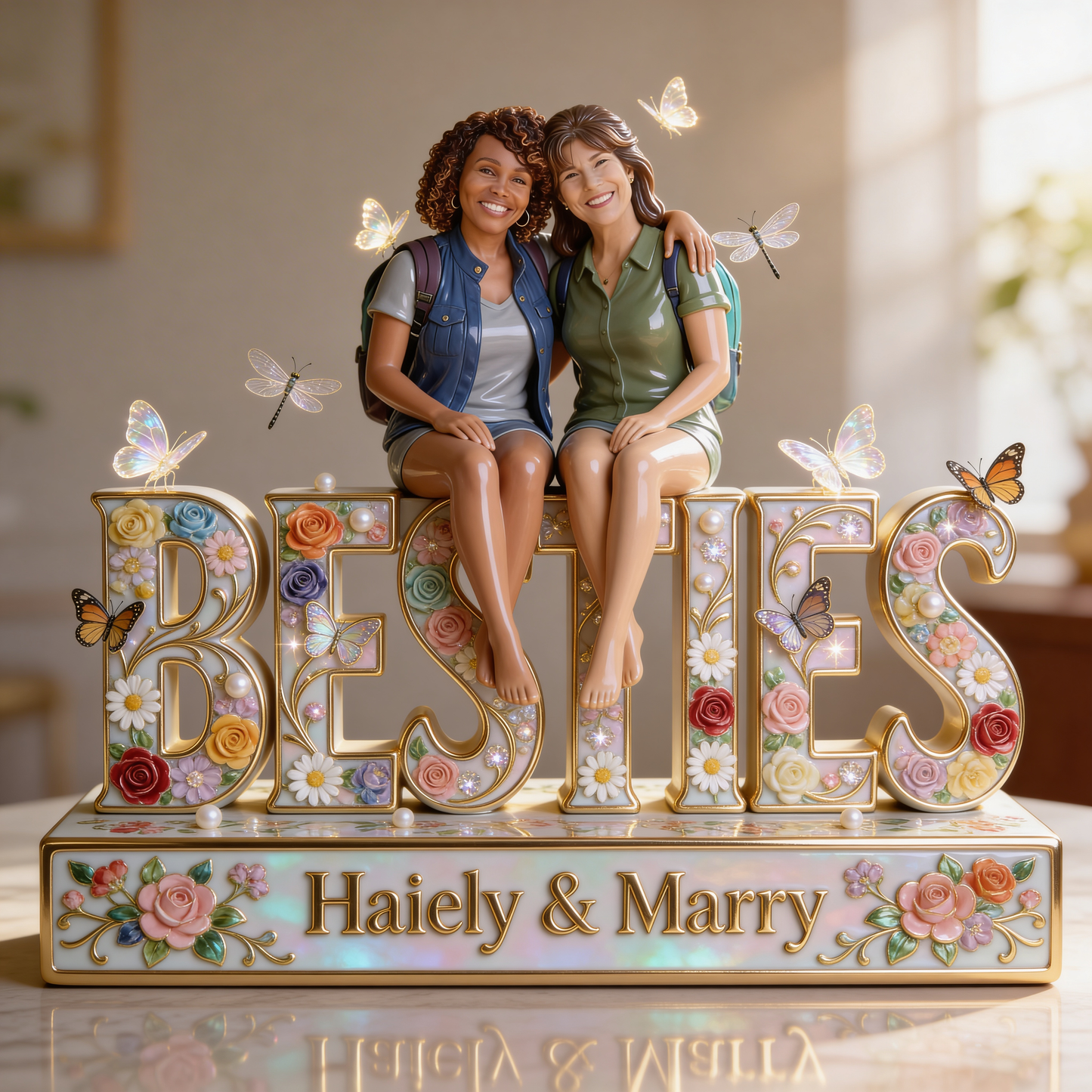 Besties Gift, Best Friend Gift Idea - Personalized Bestie Custom Shaped Acrylic Plaque