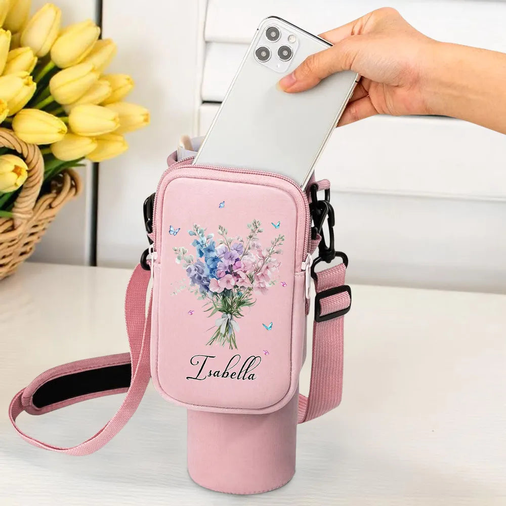 Custom Water Bottle Carrier Bag with Name - Unique Gift for Women