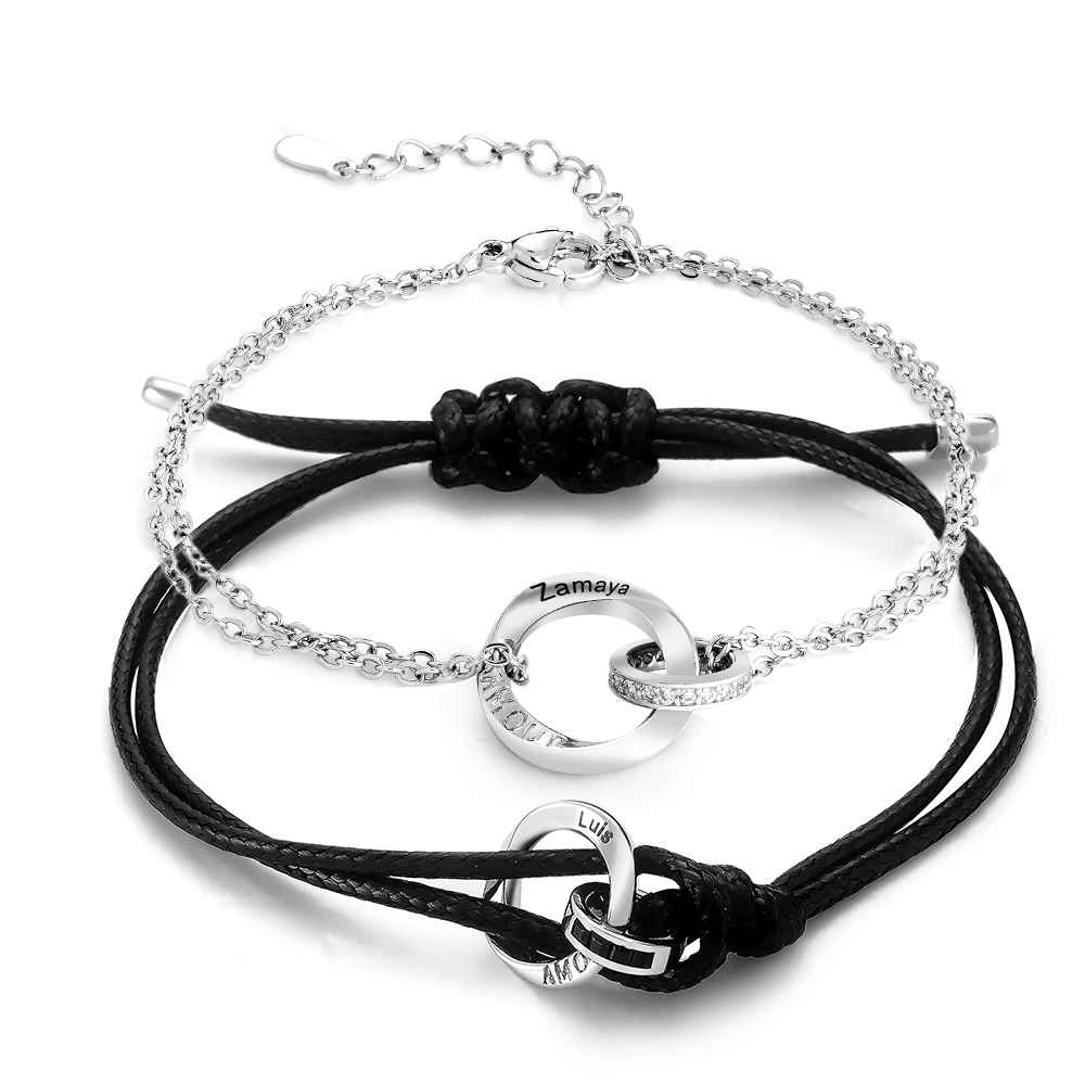 Any Names - Personalized Couple Elegant Couple Bracelet