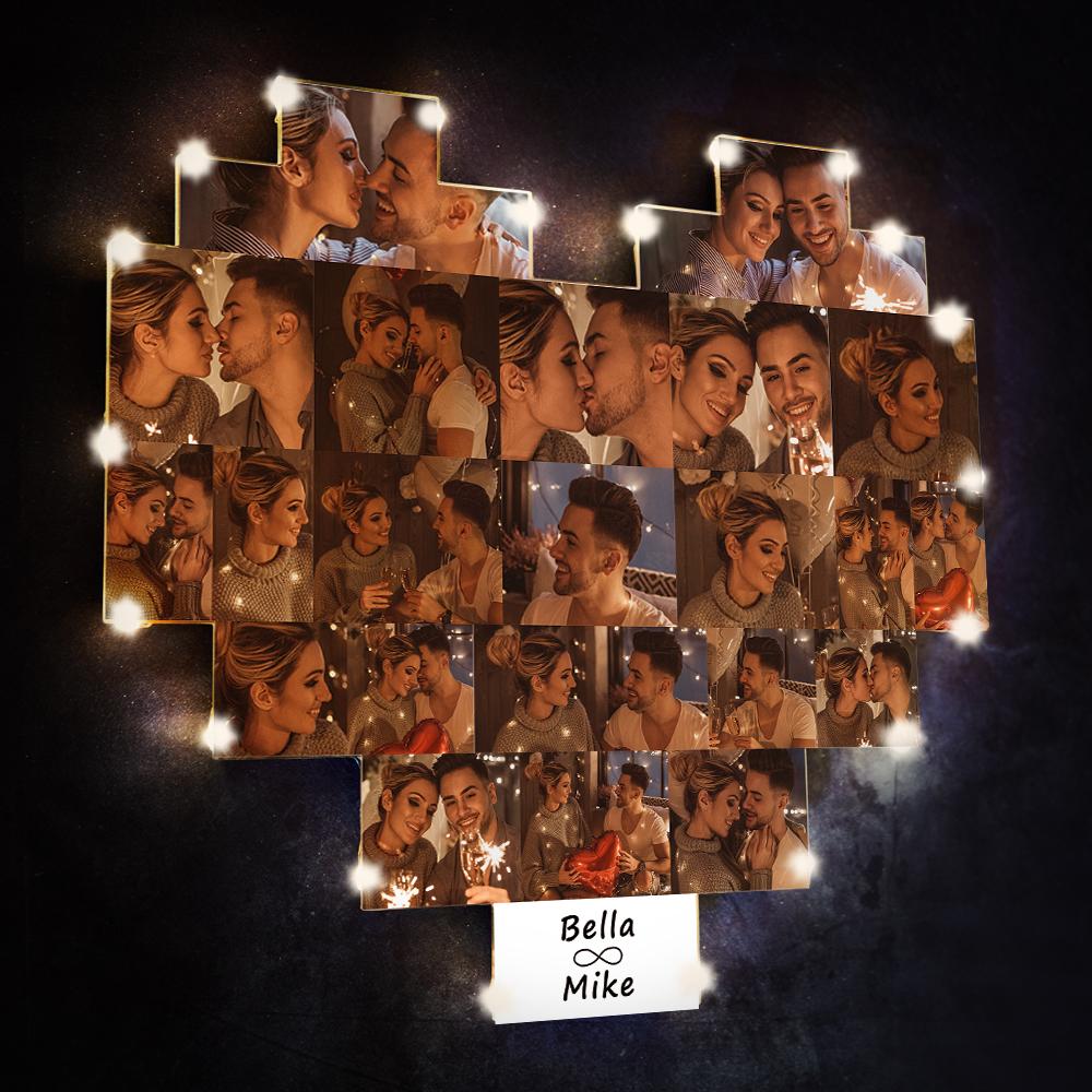 Custom Heart Photo Lamp - Personalized Couple Lamp