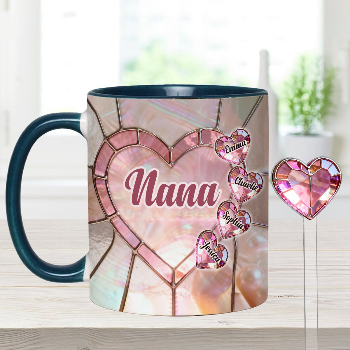 Blessed To Be Called Nana Mama Gigi Grandma - Personalized Grandma Set Accent Mug with Acrylic Stirrers