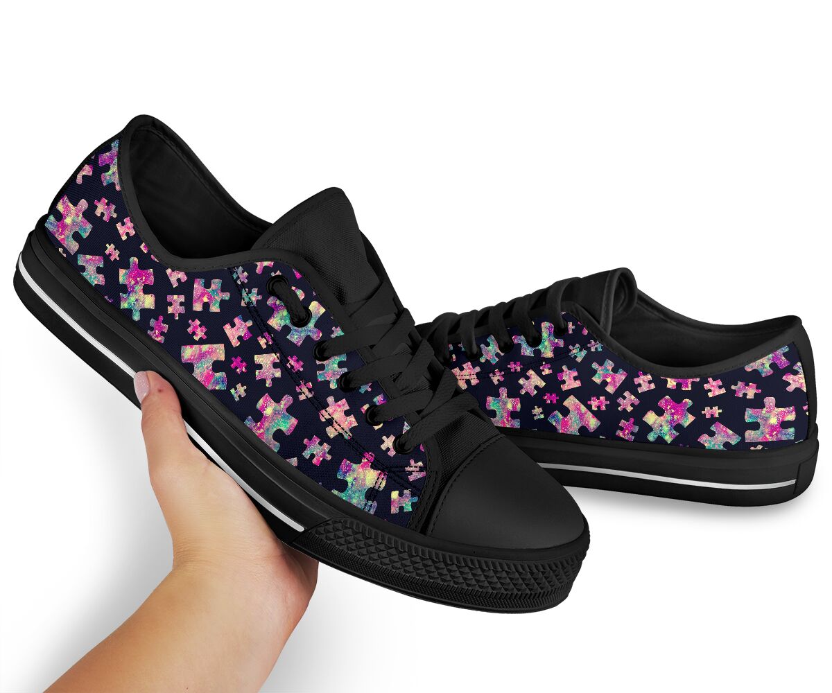 Colorful Puzzles Autism Awareness Low Top Shoes 0622