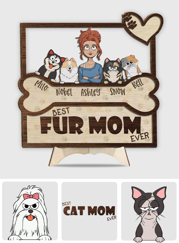Best Fur Mom Dad Ever - Personalized Dog 2 Layered Wood Sign / Wood Plaque