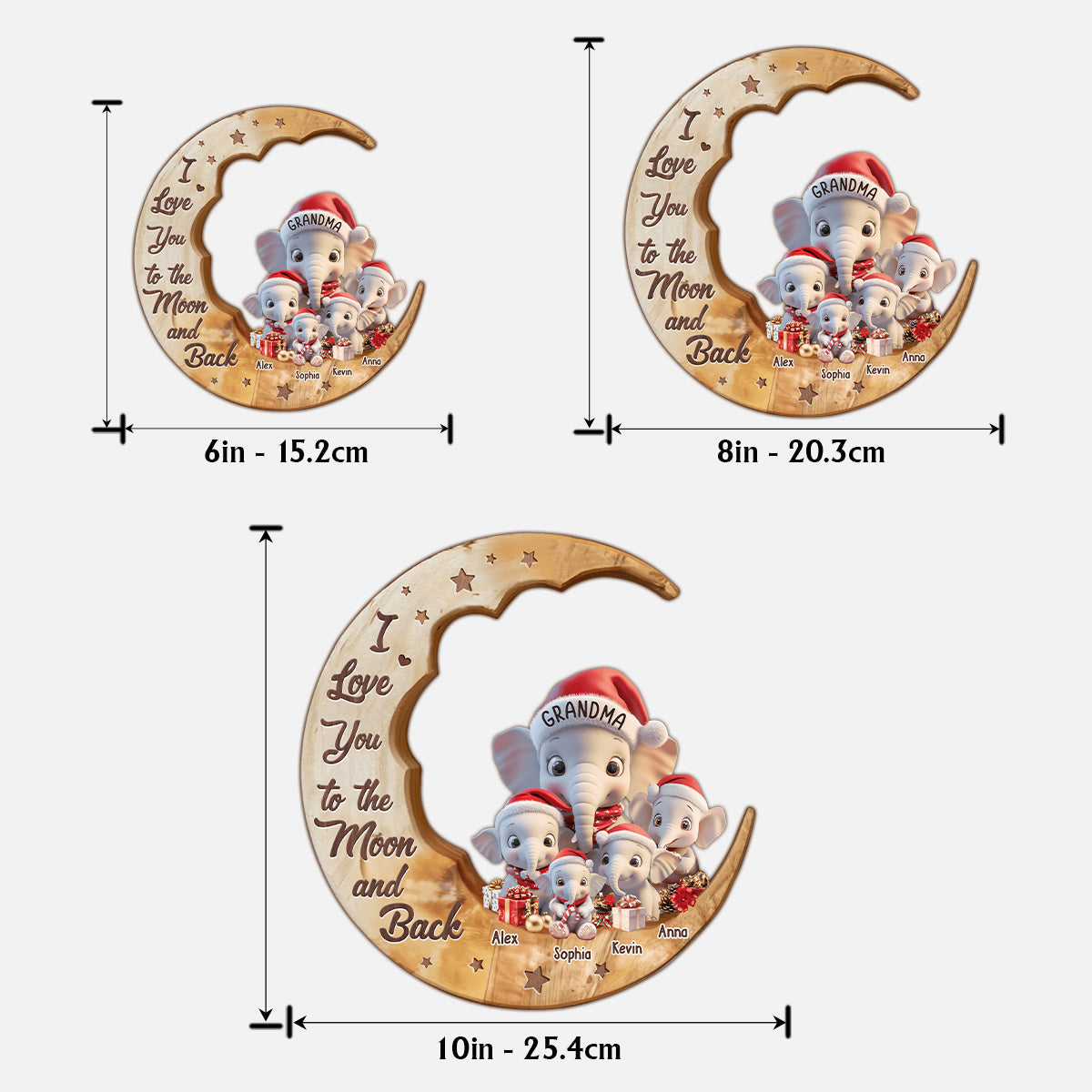 I Love You To The Moon And Back - Personalized Grandma 2 Layered Wood Sign / Wood Plaque