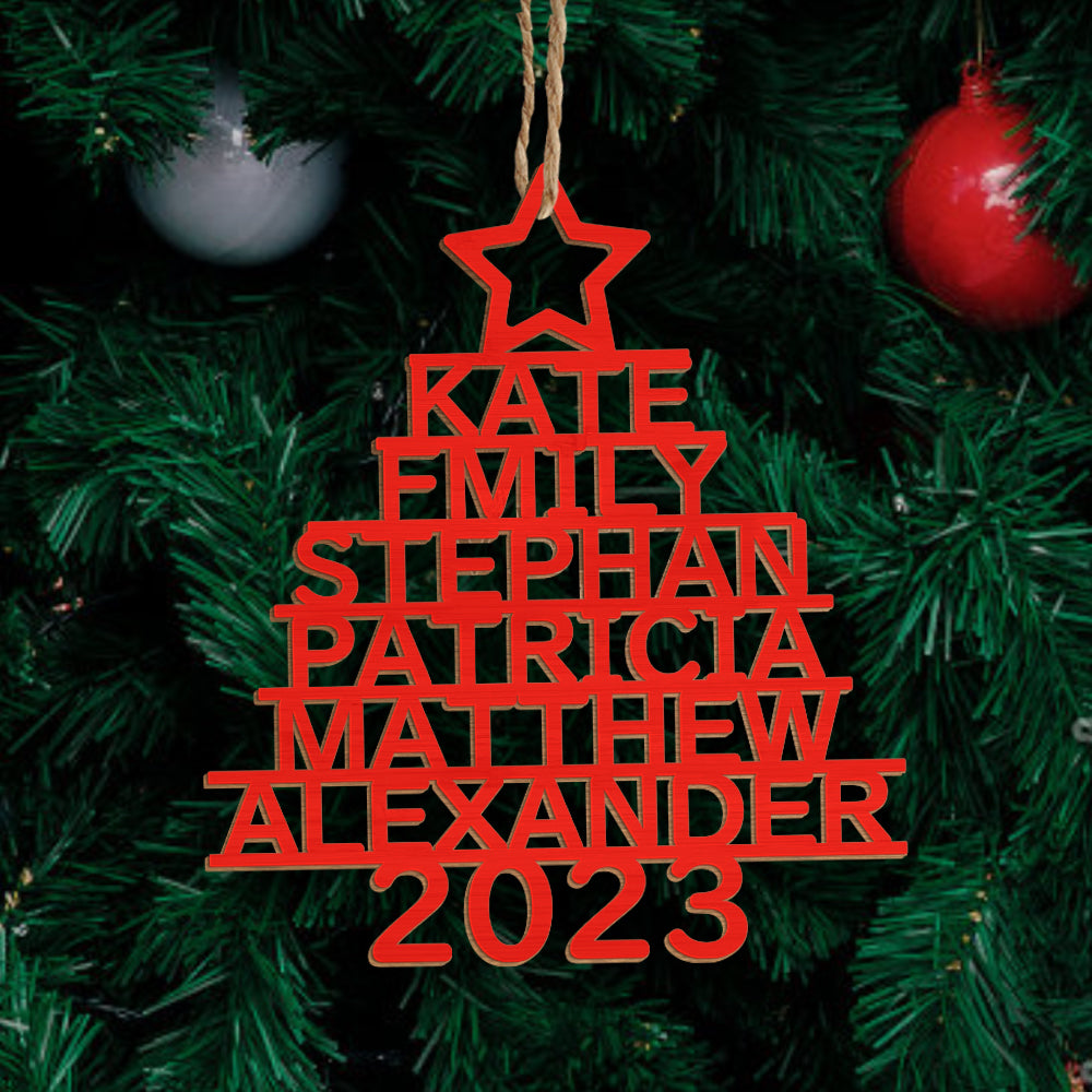Any Name Christmas Tree - Personalized Family Any Name Christmas Tree Ornament