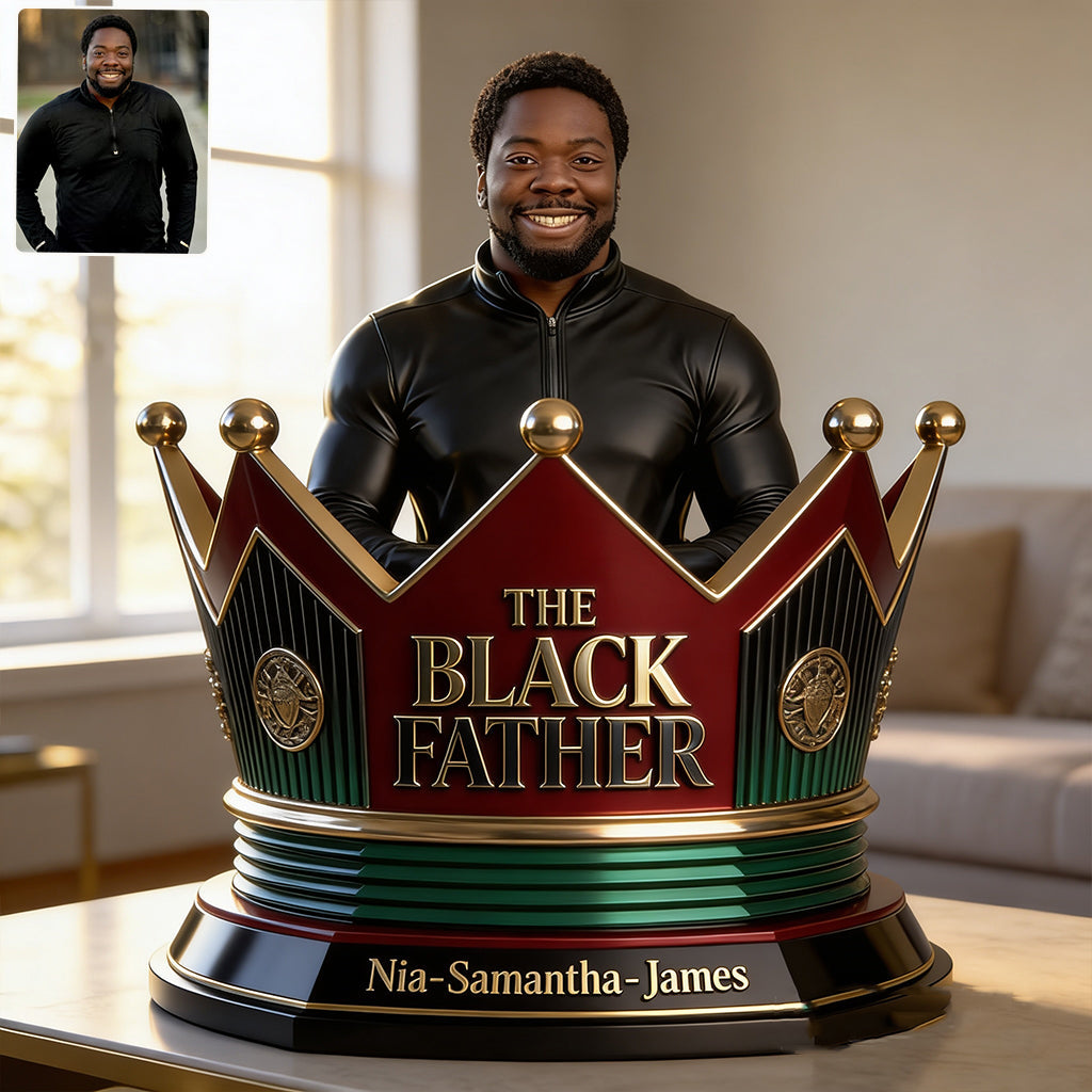 Black Father Custom From Photo - Personalized Father Custom Shaped Acrylic Plaque