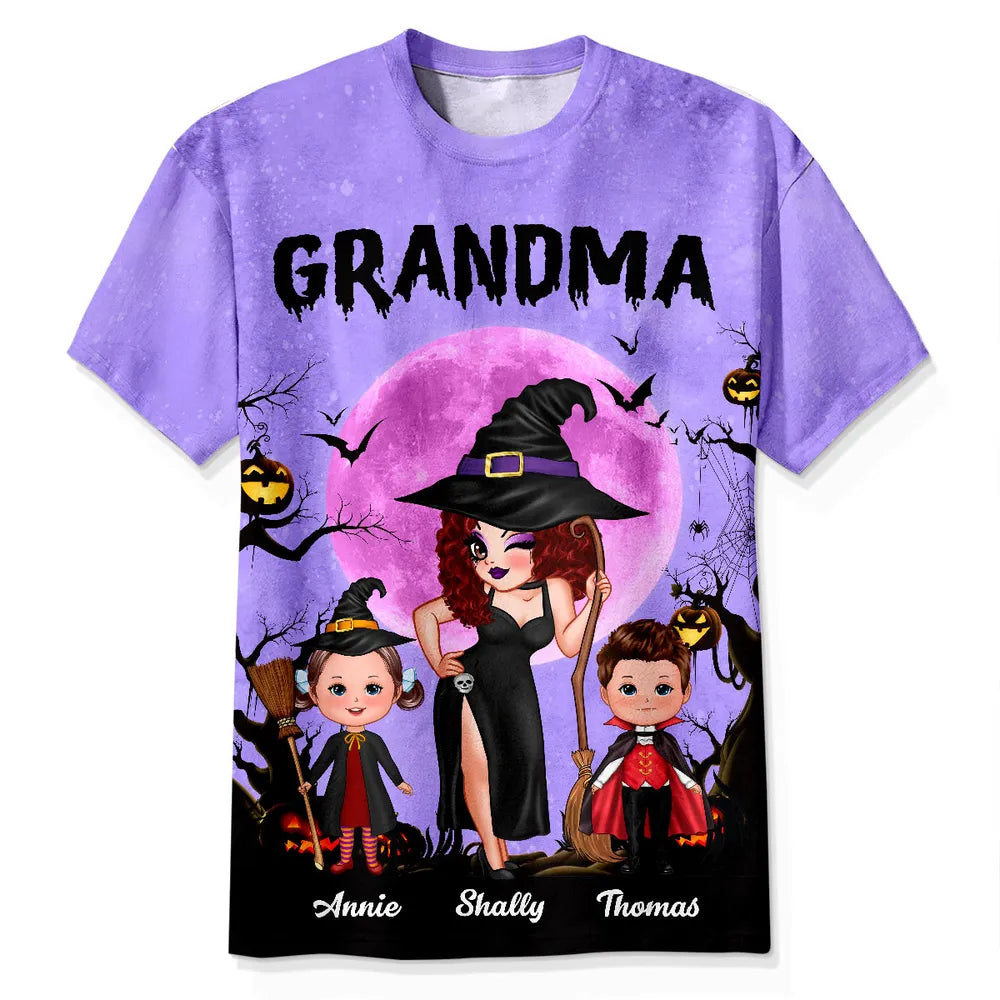 Halloween Grandma Classic Tee with Whimsical Illustration for Family Fun and a Perfect Gift