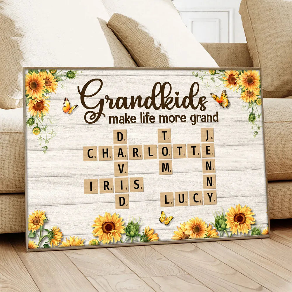 Custom Poster or Canvas with 'Grandkids Make Life More Grand' Design