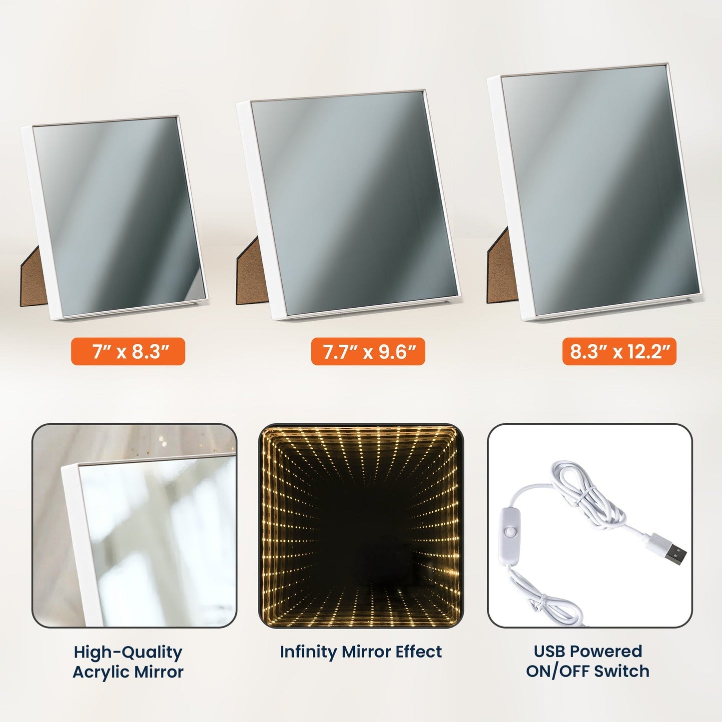 Infinity Mirror Light Box for Mom - Heart Photo Tunnel Glow, Warm Golden Lights, Unique Mother's Day Gift