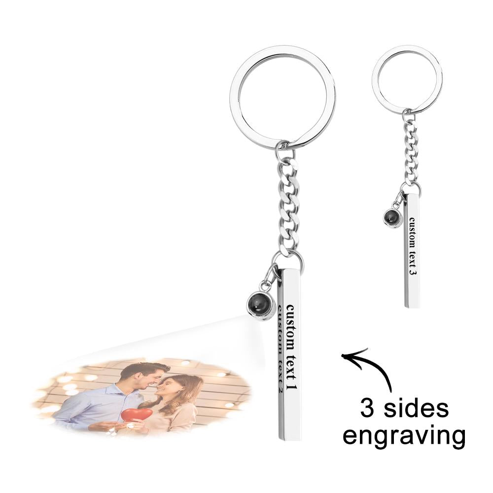 Custom Bar Vertical Cube Projection Keychain - gift for anyone, who lost a loved one - Personalized Keychain