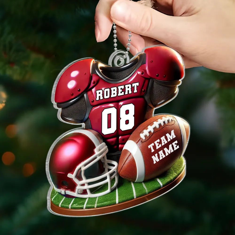 Acrylic Ornament Football Jersey & Helmet, Custom Team Gift for Players and Fans, Tree or Car Mirror, Unique Holiday Decor