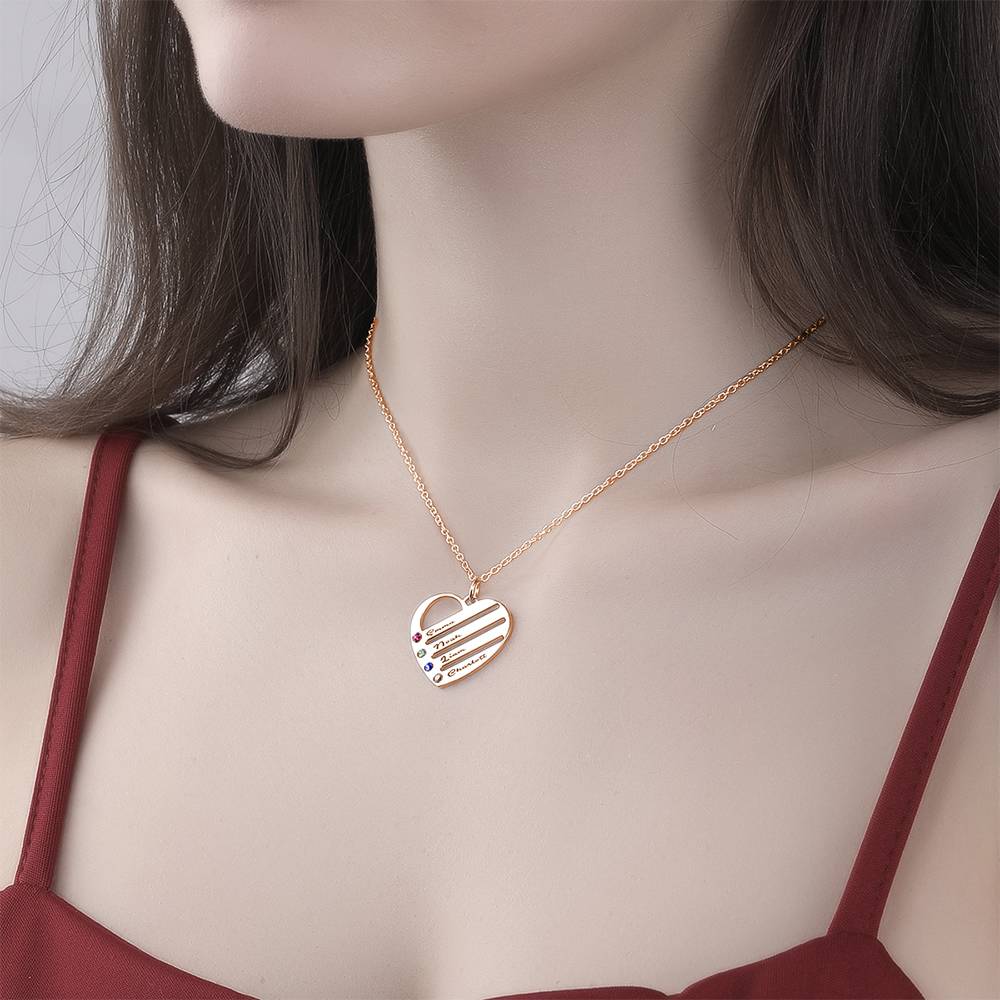 This Is Us - Personalized Family S925 Silver Birthstone Heart Name Necklace