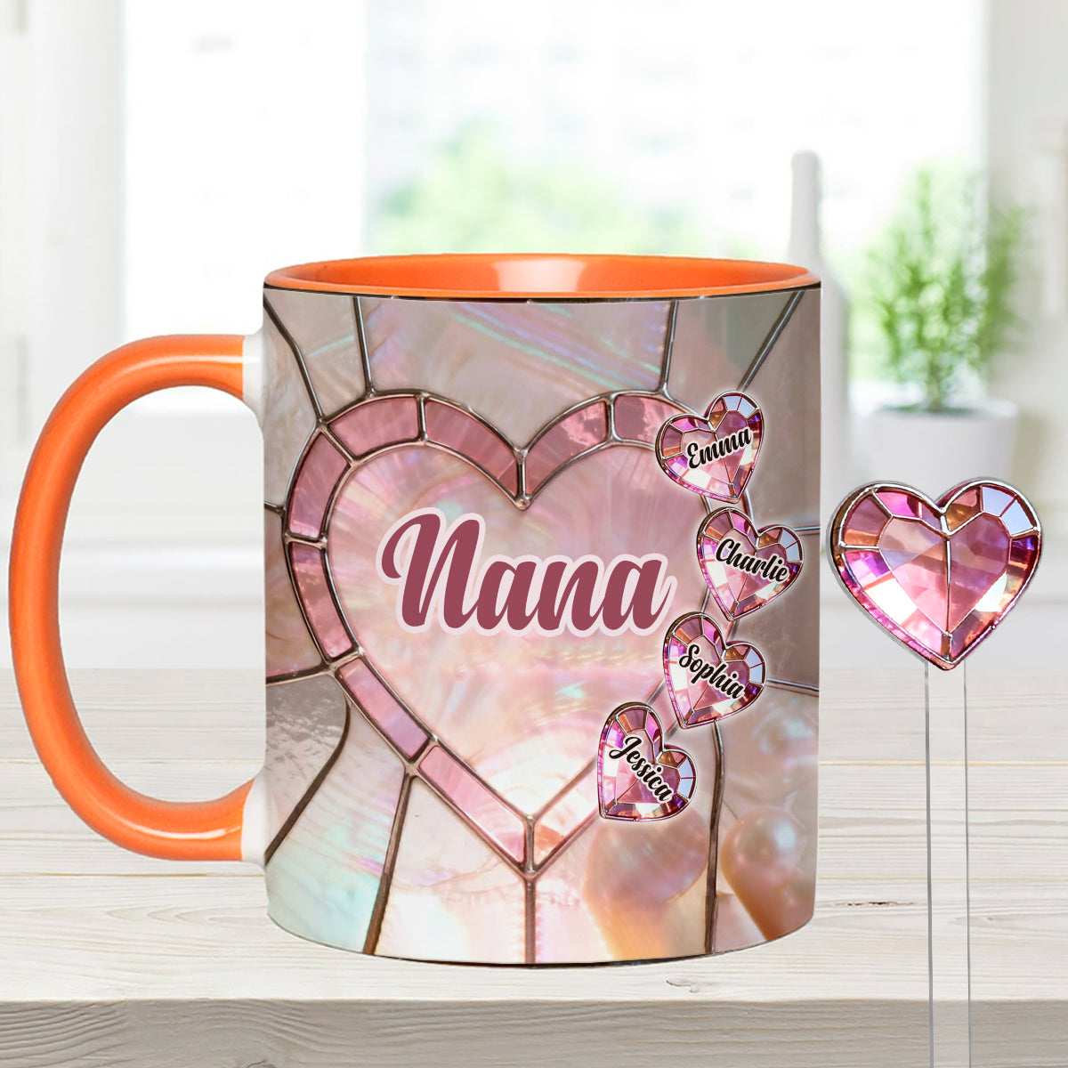 Blessed To Be Called Nana Mama Gigi Grandma - Personalized Grandma Set Accent Mug with Acrylic Stirrers