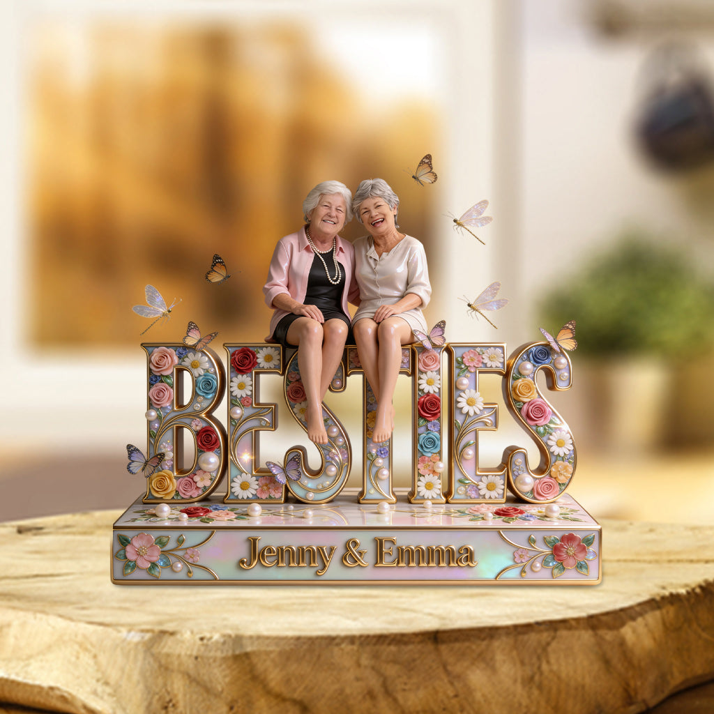 Besties Gift, Best Friend Gift Idea - Personalized Bestie Custom Shaped Acrylic Plaque