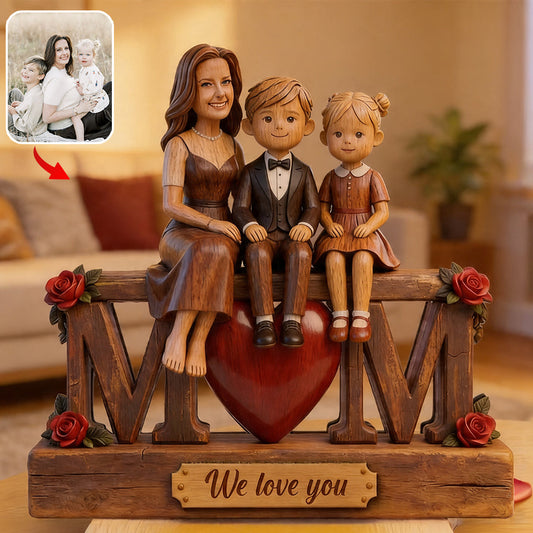 I Love You Mom - Personalized Mother Custom Shaped Wood Plaque