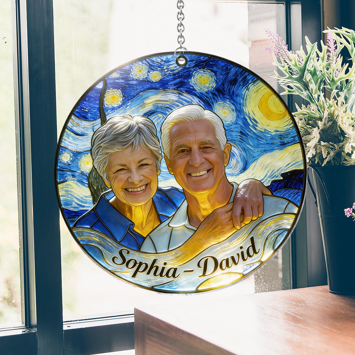 I Love You - Personalized Couple Window Hanging Suncatcher Ornament