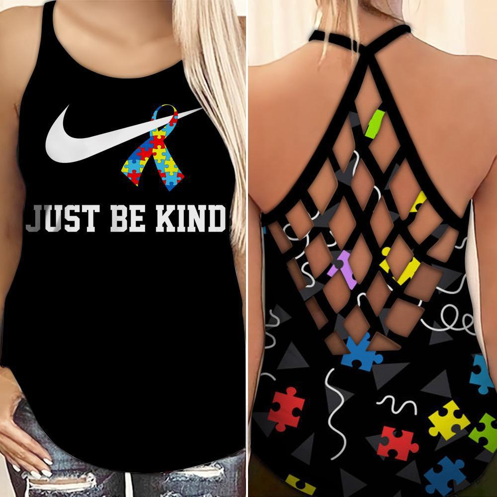 Autism Awareness Just Be Kind - Cross Tank Top 0921