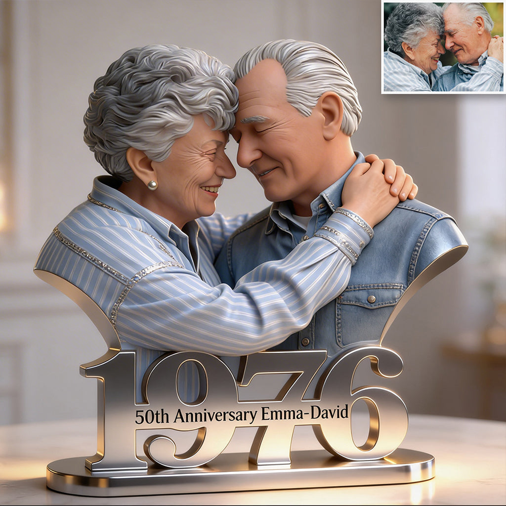 Happy Anniversary I Love You - Personalized Couple Custom Shaped Acrylic Plaque
