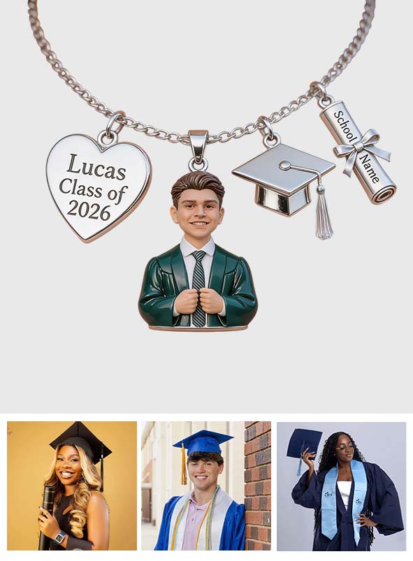 Class Of 2026 - Personalized Graduation Metal Necklaces With Pendants
