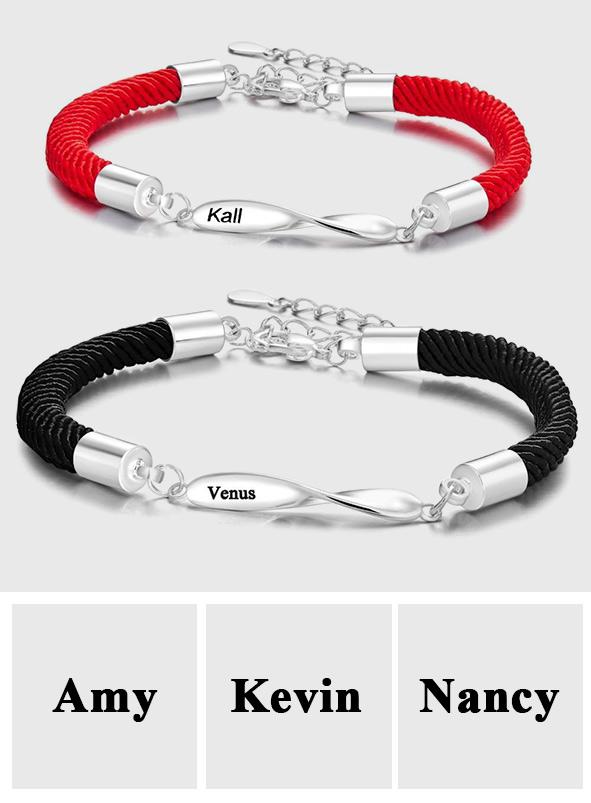 Any Names - Personalized Couple Engraved Rope Bracelet