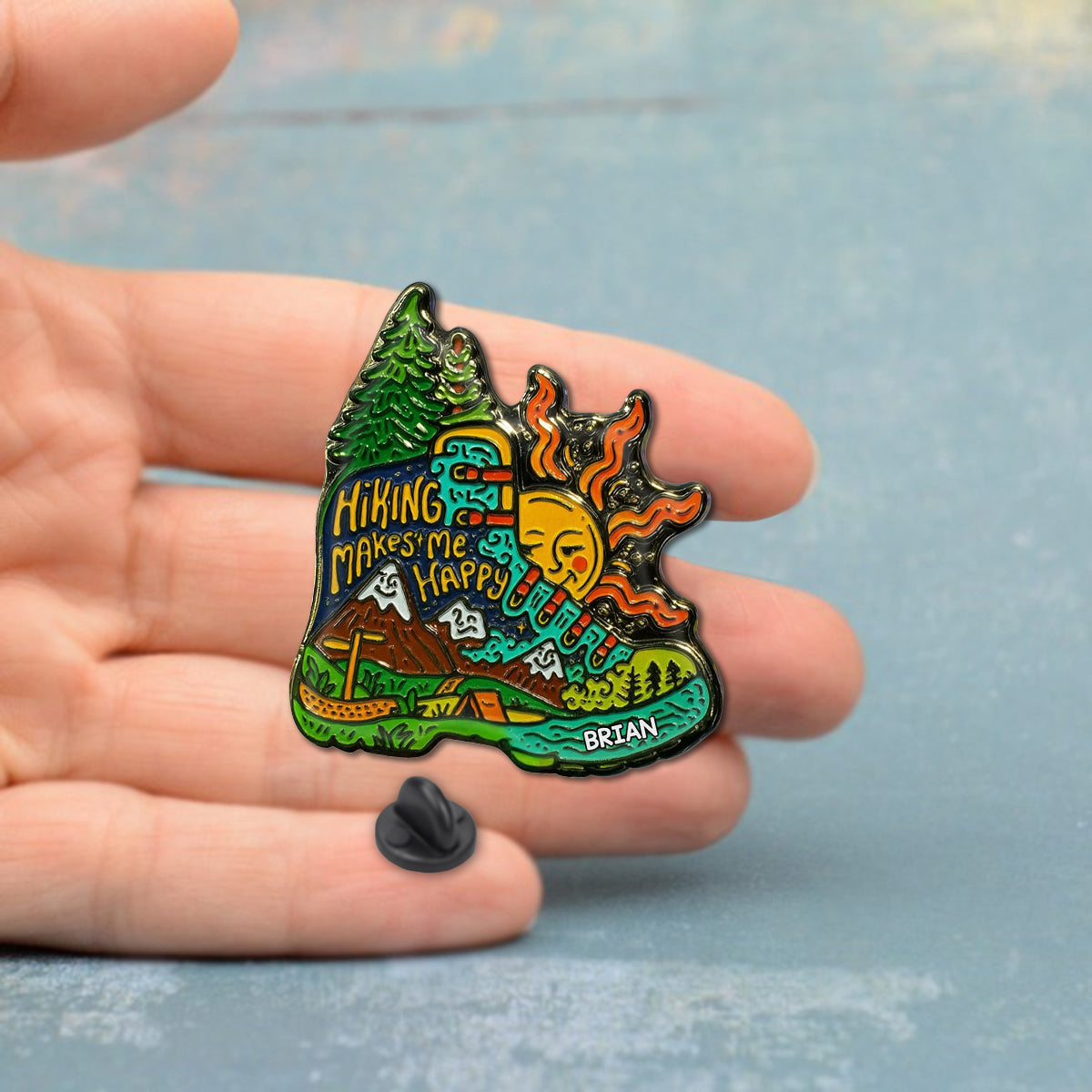 Hiking Makes Me Happy - Personalized Hiking Pin